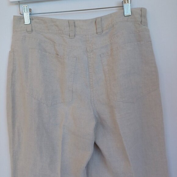 Eileen Fisher Linen Pants Natural Classic Flat Front Womens 4 - Picture 7 of 13